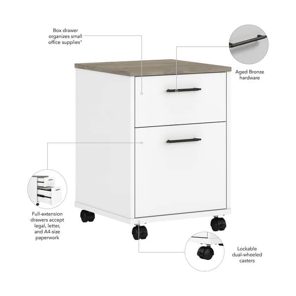 dimension image slide 6 of 12, Key West 2 Drawer Mobile File Cabinet by Bush Furniture