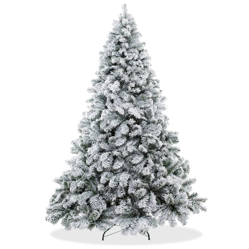 9ft Realistic SnowFlocked Pine Artificial Holiday Christmas Tree - 9 ft - Green - 9 Foot