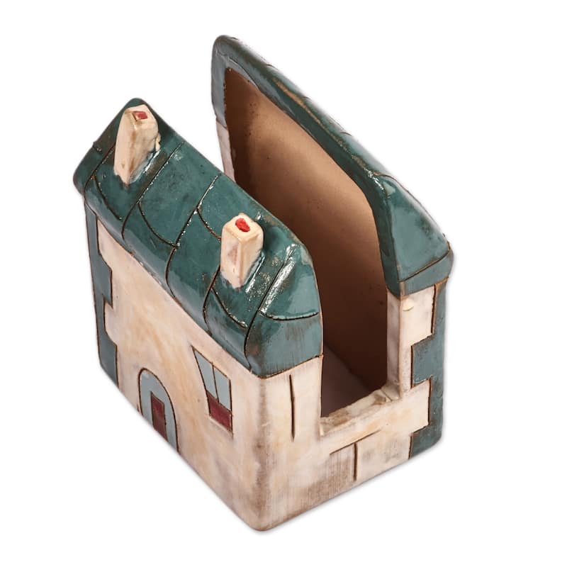 Novica Handmade Peaceful Home Ceramic Napkin Holder (Medium)