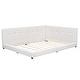 preview thumbnail 9 of 23, Upholstered Full Size Platform Bed with USB Ports, Linen Fabric, Sturdy Wood Daybed Frame, No Box Spring Needed, Beige