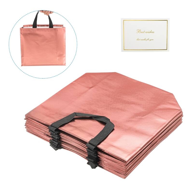 Gift Bags with Cards, 12 Set 13" Reusable Non-Woven Gift Goodie Bags - 13"x11"x5"