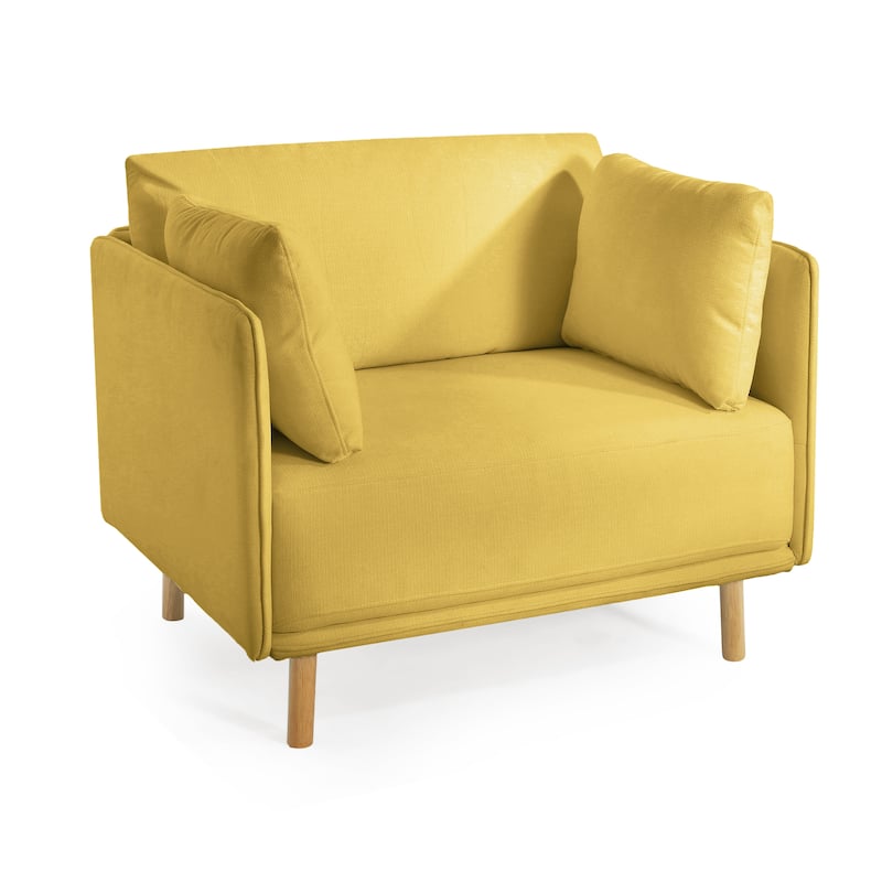 Modern Upholstered Accent Chair, Ergonomic Single Sofa Chair, Lounge Reading Chair with Solid Wood Legs for Living Room, Bedroom