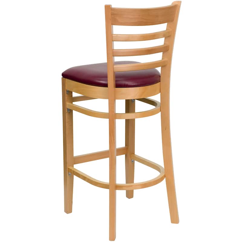 Ladder Back Wooden Restaurant Barstool - 16.75"W x 19"D x 43.75"H