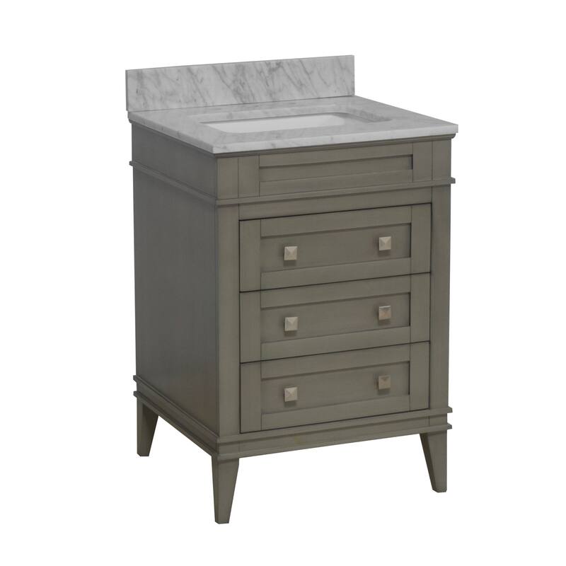 KitchenBathCollection Eleanor 24" Bathroom Vanity with Carrara Marble Top