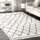 preview thumbnail 13 of 27, Nuloom Ivory Contemporary Cabin Diamond Moroccan Tassel Area Rug 3' x 5' - Ivory - Rectangle