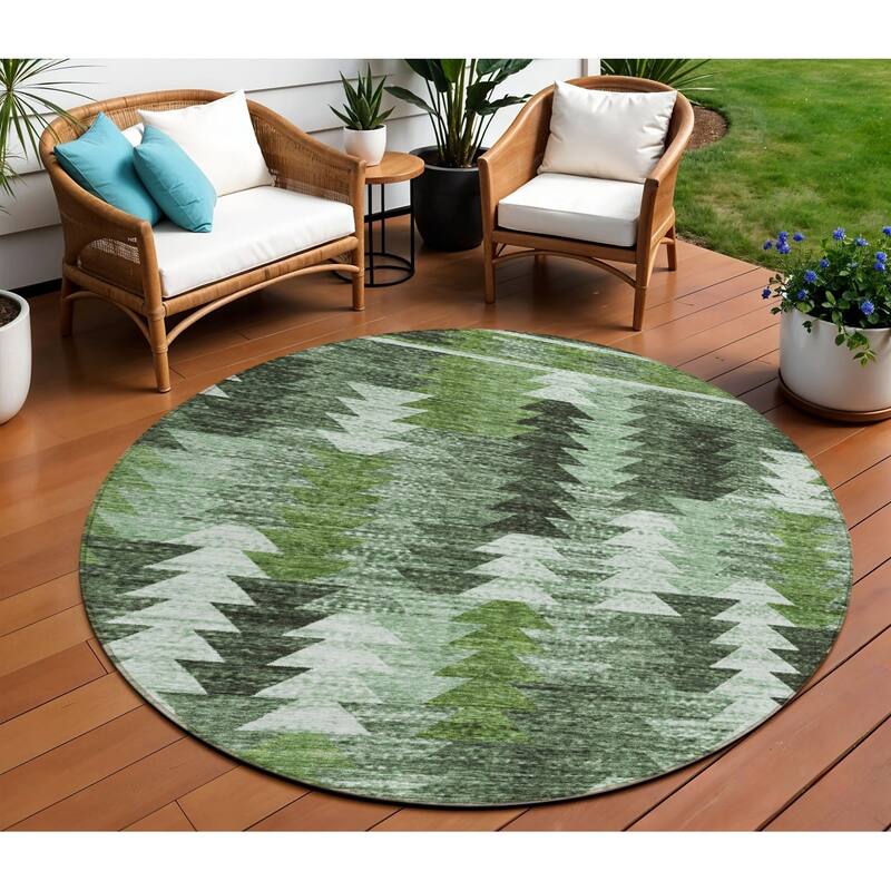 HomeRoots Southwestern Transitional Rectangle Outdoor Rug - 8' Round