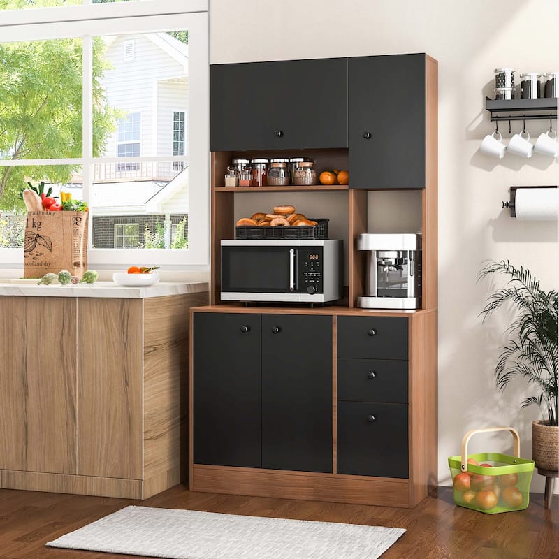 Costway 71'' Tall Kitchen Pantry Buffet Hutch Freestanding Storage