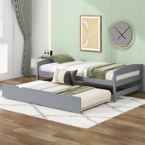 slide 2 of 24, Exquisite and Simple Design Wood Platform Bed with Two Drawers, Space-saving, Safety Guaranteed Grey