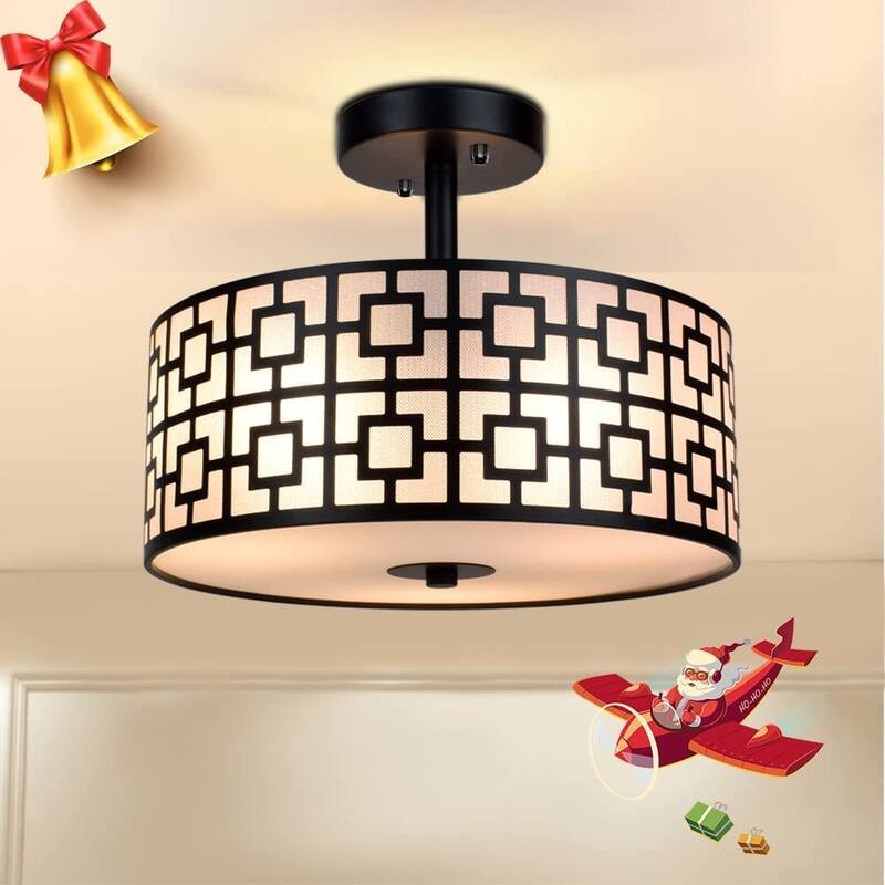 3 light Semi Flush Ceiling Light Fixture modern black ceiling lamp