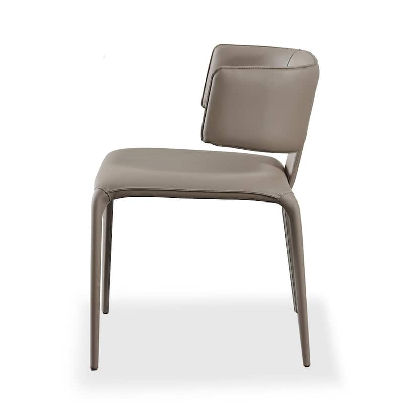 Gray/Gray Faux Leather Upholstered Metal Frame Dining Chair, Sturdy Dining Chair for Dining Rooms - 20.5