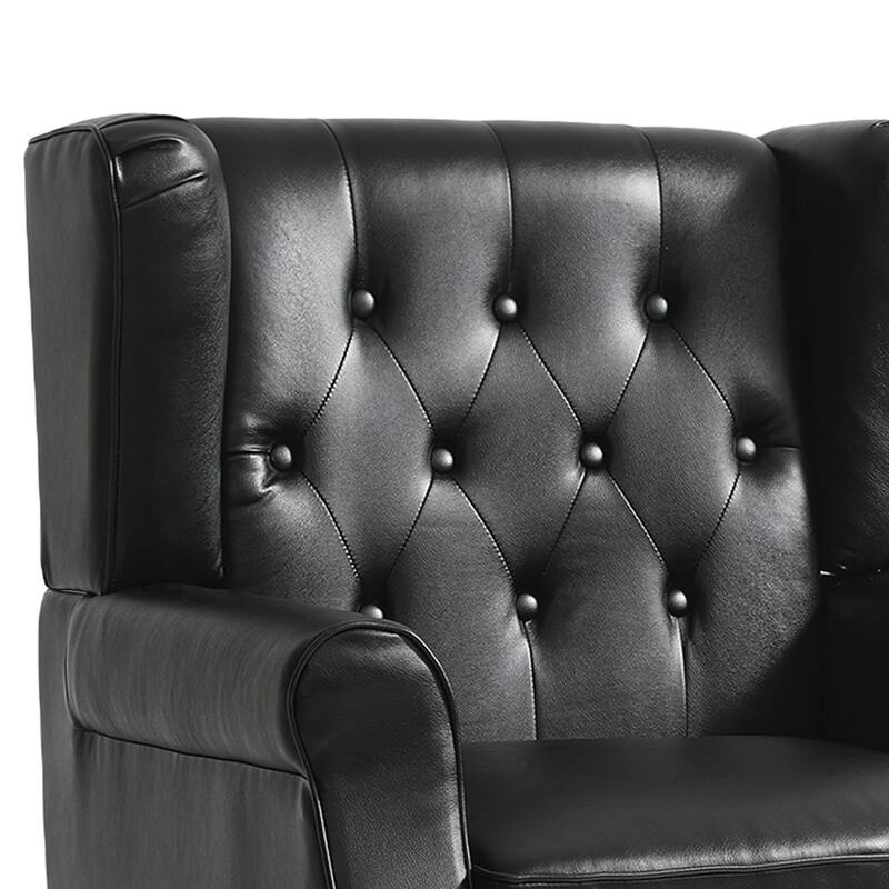 Set of 2 Vegan Leather Upholstered Button Tufted Accent Chair