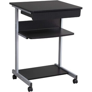 Mobile Computer Desk with Drawers & Wheels - Sturdy 3-Tier Laptop Table ...