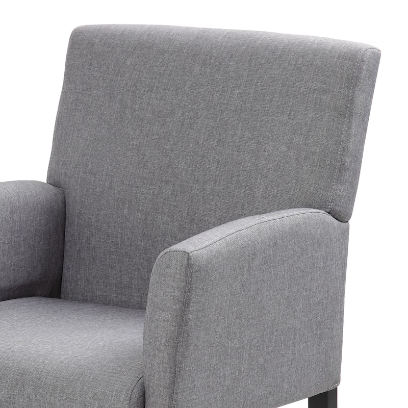 Nick Guest Armchair, Medium Gray Linen, Wood Frame Lumbar Support