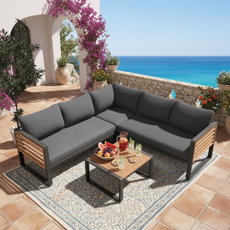 Modern Oasis 4-Piece Outdoor Conversation Set by Leisure Zone