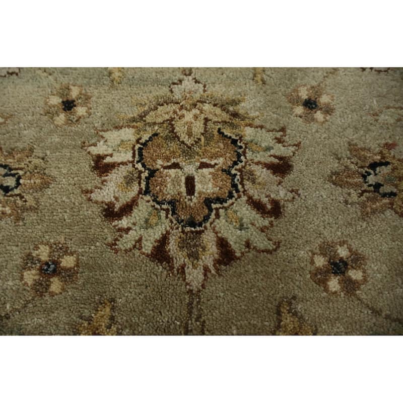 Hand Knotted Oriental 100% Wool Carpet Transitional Floral Green Oushak Area Rug - 8' 0'' X 5' 1''