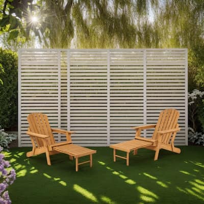2-Piece Outdoor Wood Folding Adirondack Chair with Retractable Ottoman