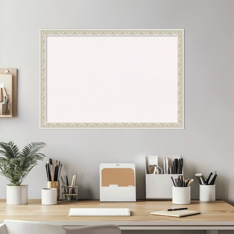 Bethany Silver Wood Framed Cork Board - Bulletin Board, Organization Board, Pin Board