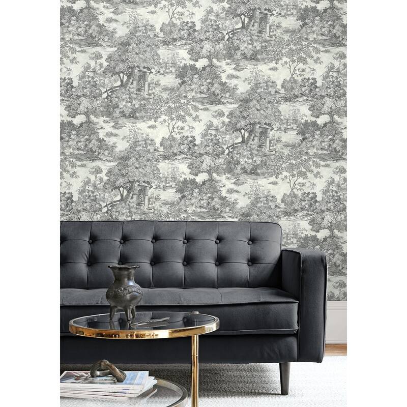 Seabrook Designs Morin Fountain Toile Unpasted Wallpaper