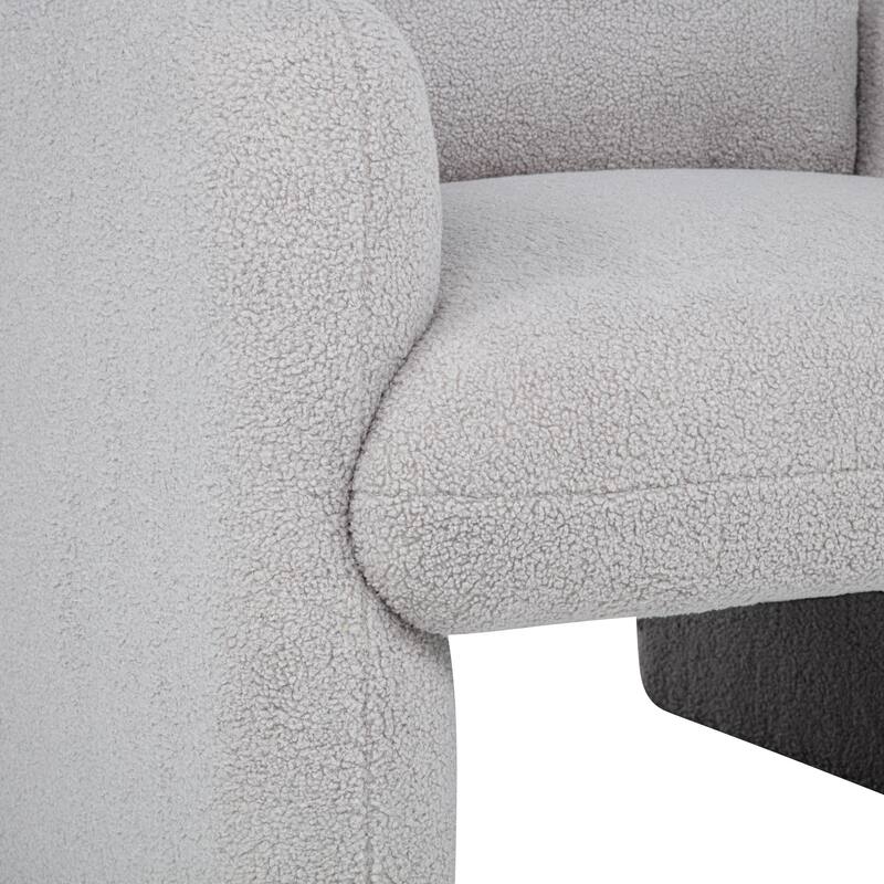Stylish and Minimalist Teddy Fleece Single Sofa Chair with Arms and Pillow