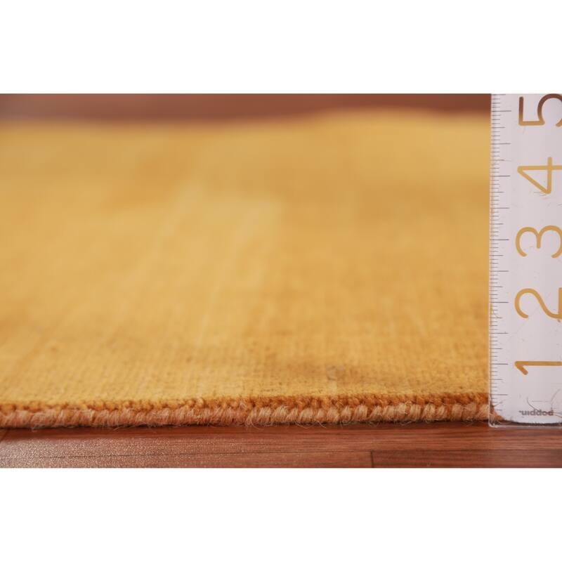 Yellow Gold Modern Gabbeh Oriental Rug Hand-Knotted Wool Carpet - 3'5" x 4'10"