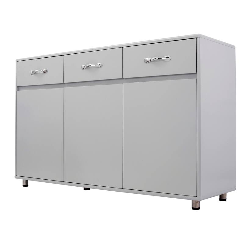 Anmytek Grey Accent Storage Cabinet with 3 Doors for Living Room and Entryway