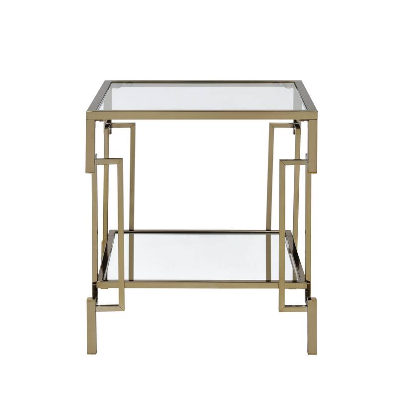 Yout Glam Glass Top 2-Piece Coffee Table Set with Shelf by Furniture of America