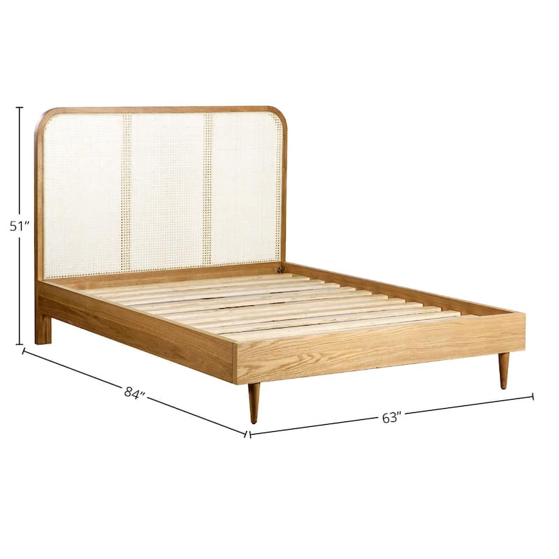 Inglewood Oak and Wicker Panel Bed