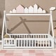 preview thumbnail 37 of 49, Tent-shaped Floor Bed with Fence & Door,Wooden Montessori Bed for Kids