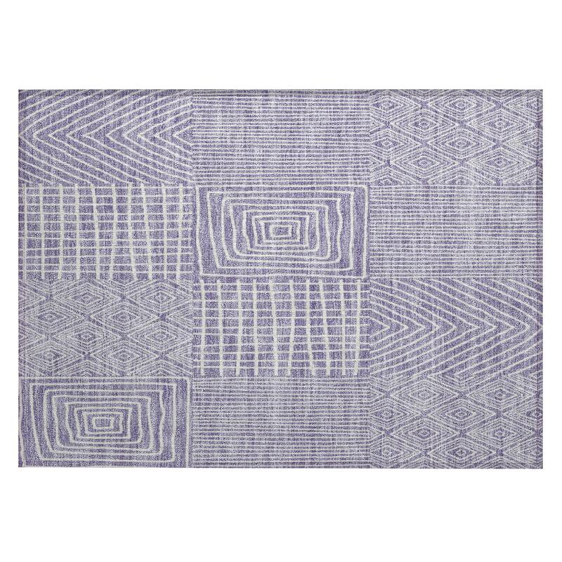 Machine Washable Indoor/ Outdoor Geo Patchwork Chantille Rug