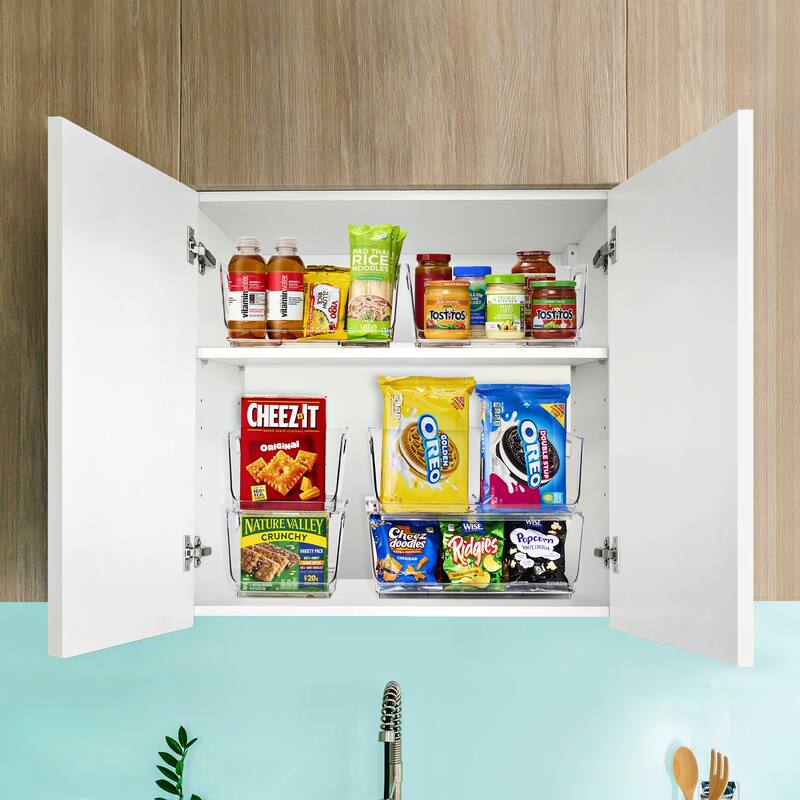 Sorbus Stackable Storage Bins Open Front Clear Stackable Bins for Pantry Kitchen - Clear Pantry Organizer Bins (Small 2 Pack)