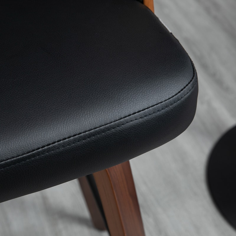 HOMCOM Counter Height Bar Stools Set of 2 PU Leather Swivel Barstools with Footrest and Tufted Back