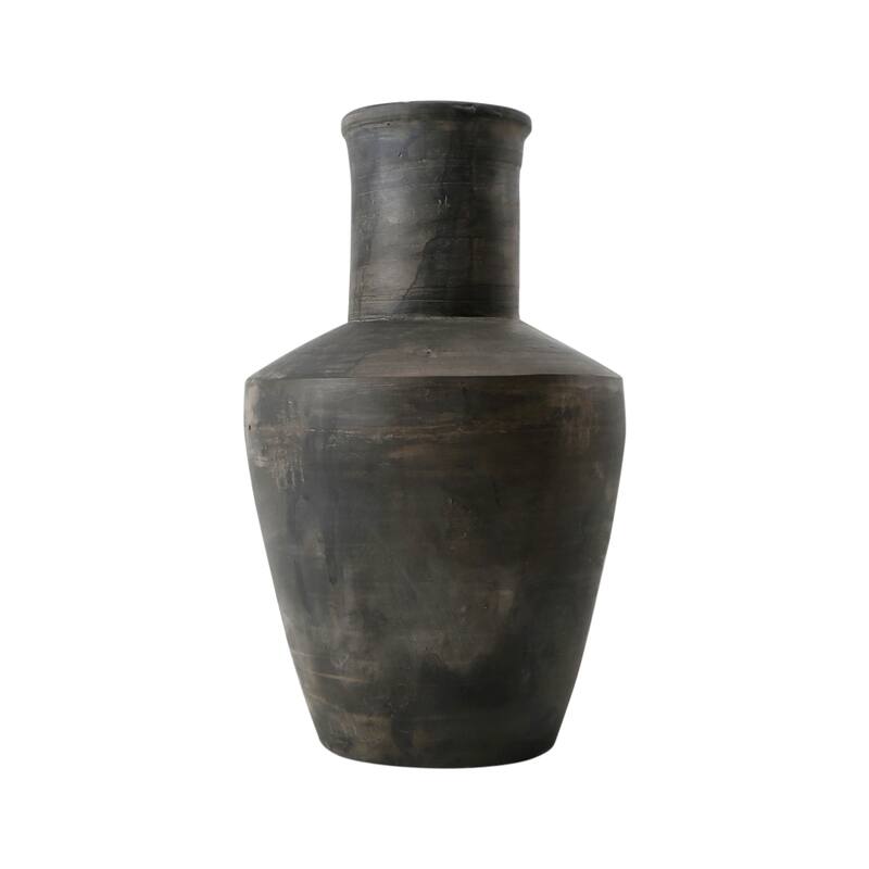 Artissance Earthy Gray Long Neck Pottery Vase, 15 Inch Tall