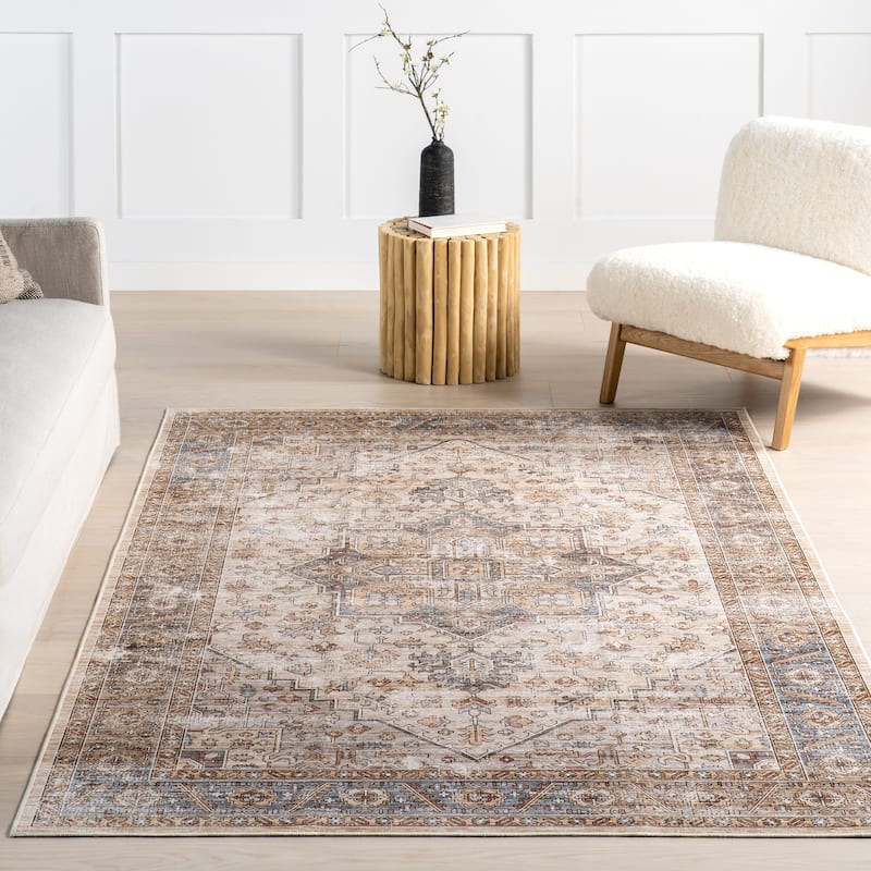 Nuloom Purnima Medallion SplashGuard Machine Washable Area Rug