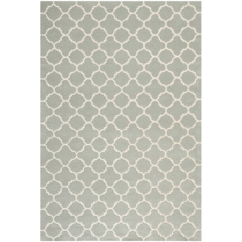SAFAVIEH, Handmade Chatham Caisa Modern Moroccan Wool Rug - 6' x 9' - Grey/Ivory