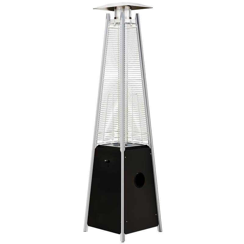 46,000 BTU Patio Outdoor Heater with Wheels & Glass Tube - 20.5"L x 20.5"W x 87"H