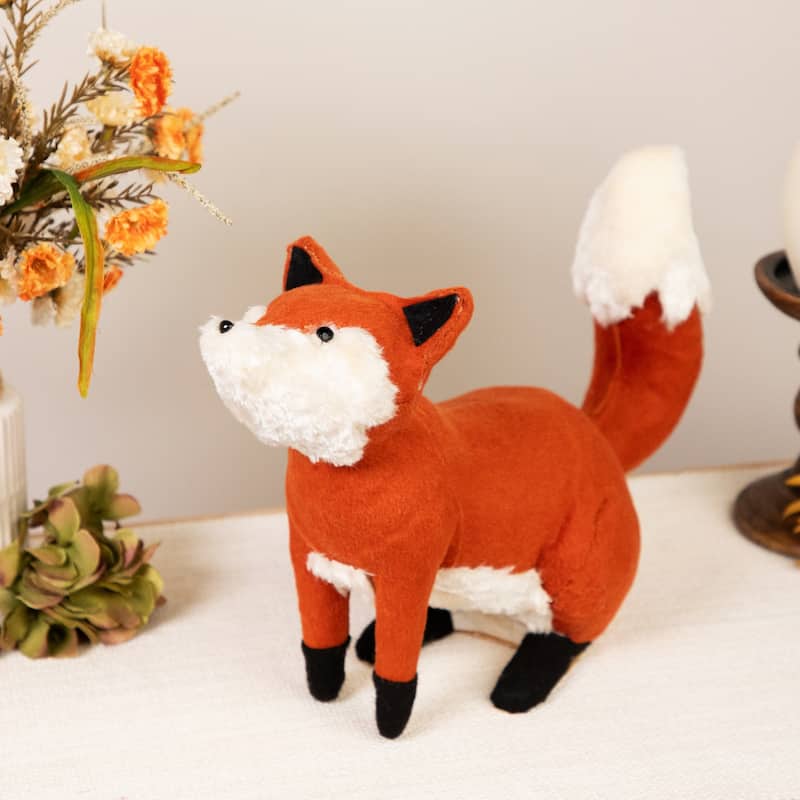Plush Autumn Harvest Sitting Fox Figure - 15.75"