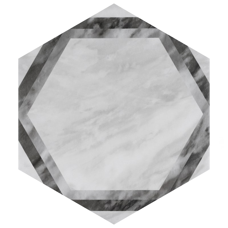 Merola Tile Classico Bardiglio Hex Dimension Light 7" x 8" Porcelain Floor and Wall Tile