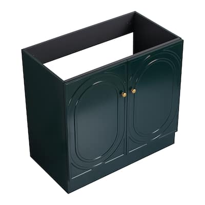 Modern 36 Inch Freestanding Bathroom Vanity Base without Sink, Storage Cabinet with Soft-Close Doors and Adjustable Shelves