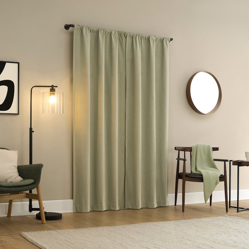 Sun Zero Prescott 2-Piece Herringbone Magnetic Closure Total Blackout Rod Pocket Curtain Panel Pair