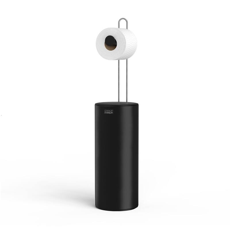 EasyStore Toilet Paper Roll Holder with Concealed Storage - Black
