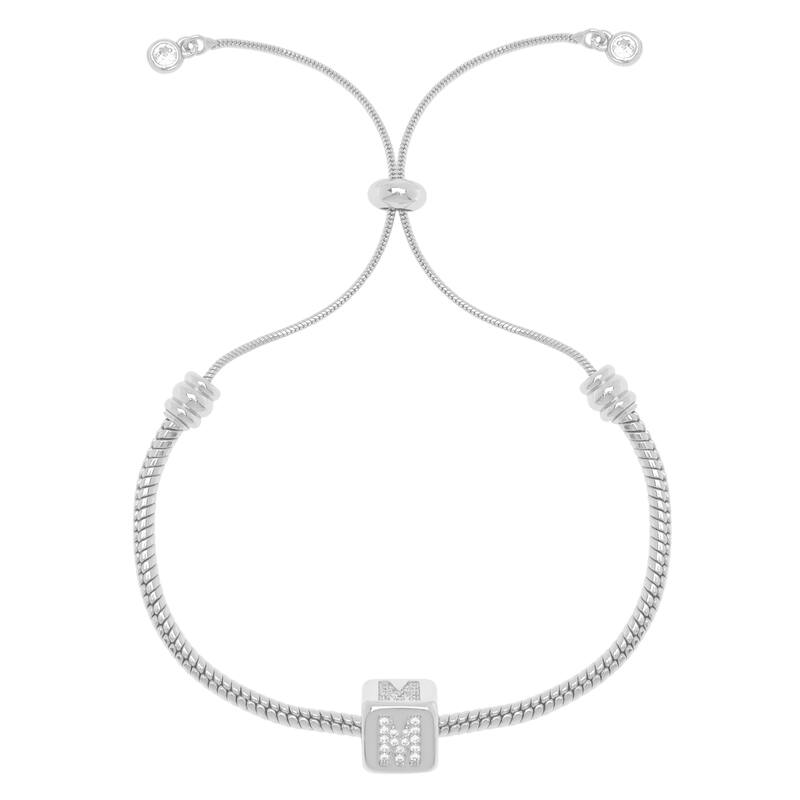 Victoria Townsend Silver Plated Adjustable Initial Bracelet - M