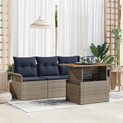 vidaXL 5 Piece Garden Sofa Set with Cushions - 98.8×24.4×27.2