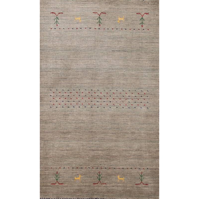 Tribal Gabbeh Accent Rug Handmade Oriental Wool Carpet - 2'10"x 4'11"
