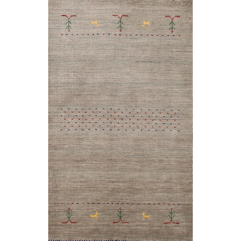 Tribal Gabbeh Accent Rug Handmade Oriental Wool Carpet - 2'10"x 4'11"