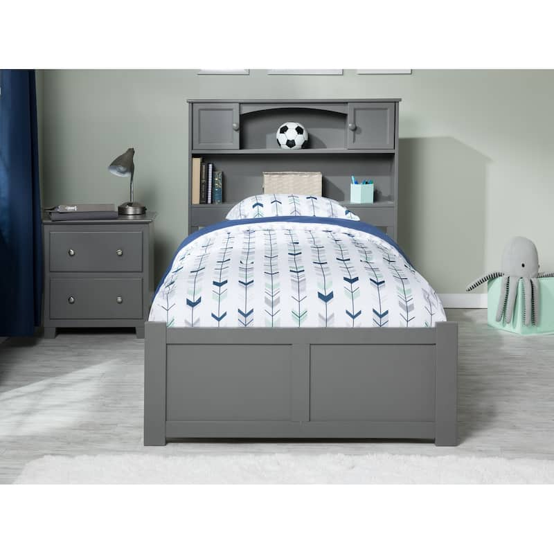 Platform Bed Full Size Grey Storage Bed Modern Bed Frame Flat Panel Footboard