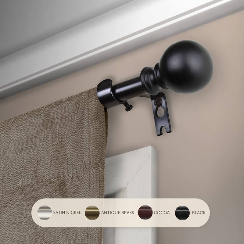 InStyleDesign Modern Orb Adjustable Curtain Rod - 28 to 48 inches - Black
