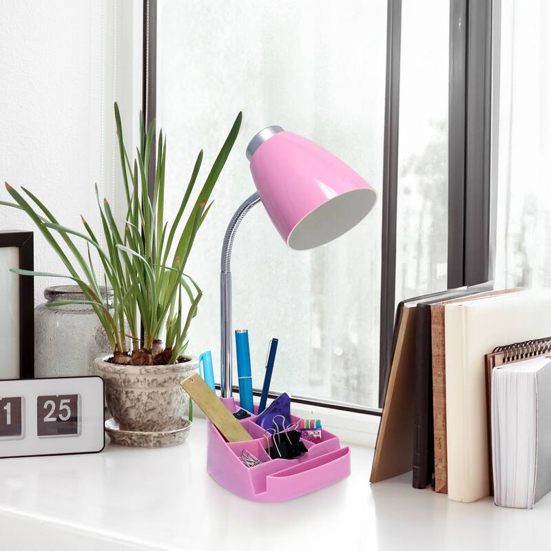 Gooseneck Organizer Desk Lamp with iPad Stand - 18.5" - Pink