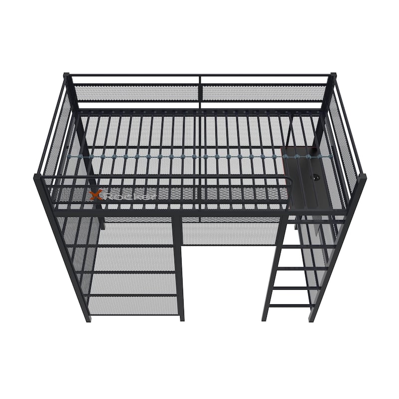 X Rocker Battle Den Gaming Bunk Bed with TV Mount, Twin, Black
