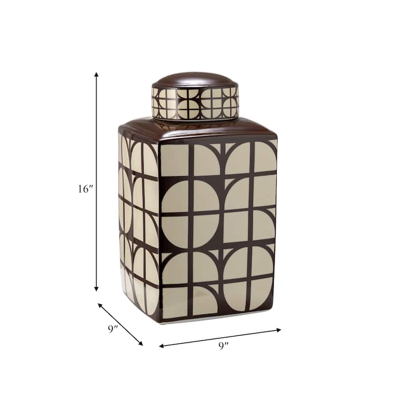 Sagebrook Home Ceramic Square Jar with Lid