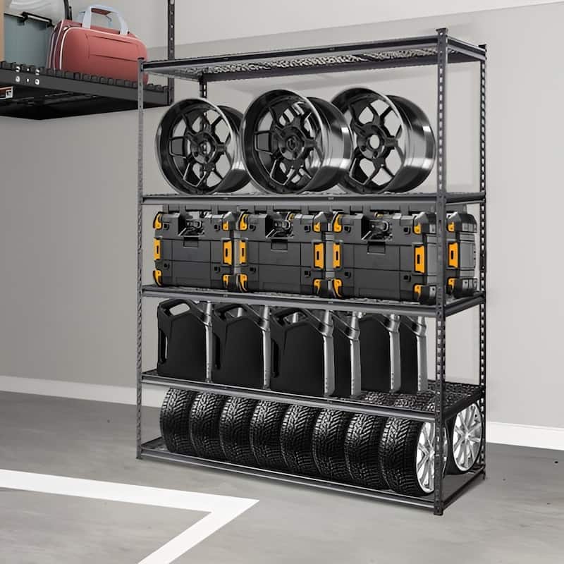 5 Tier Heavy Duty Garage Shelving Unit, Adjustable Metal Rack
